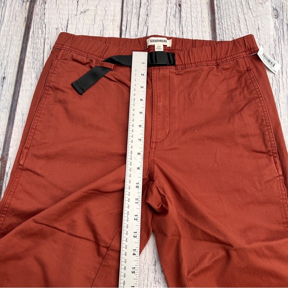 Goodthreads mens slim-fit belted elastic waist woven tobacco brown Size (S34) - Picture 6 of 16